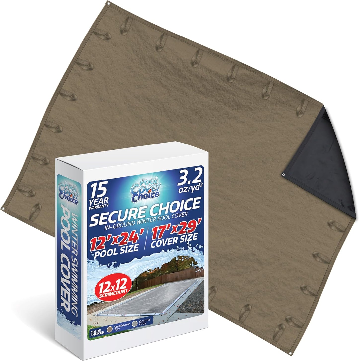 Winter Swimming Pool Cover for 12 ft x 24 ft Inground Pools
