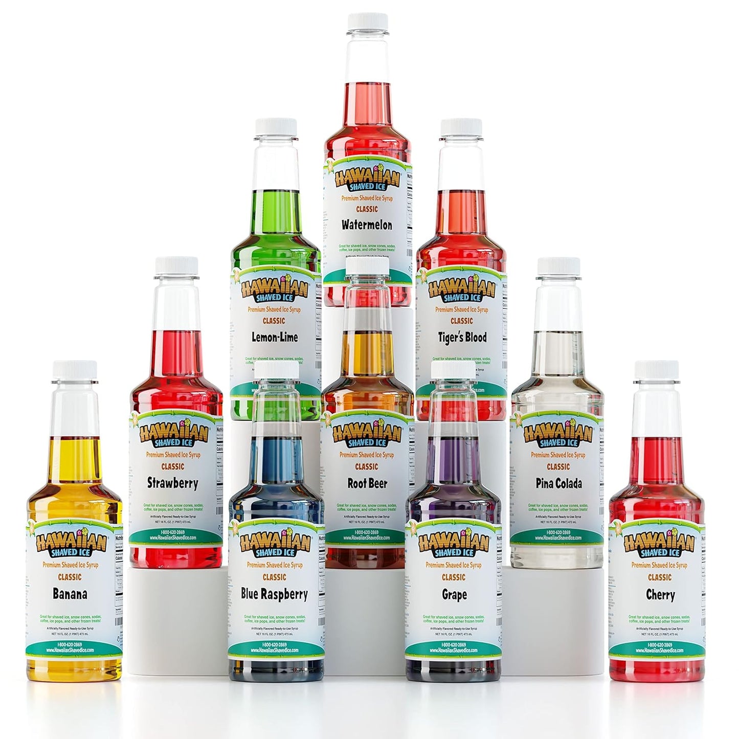 Hawaiian Shaved Ice Syrup Variety Pack - 10 Delicious Flavors