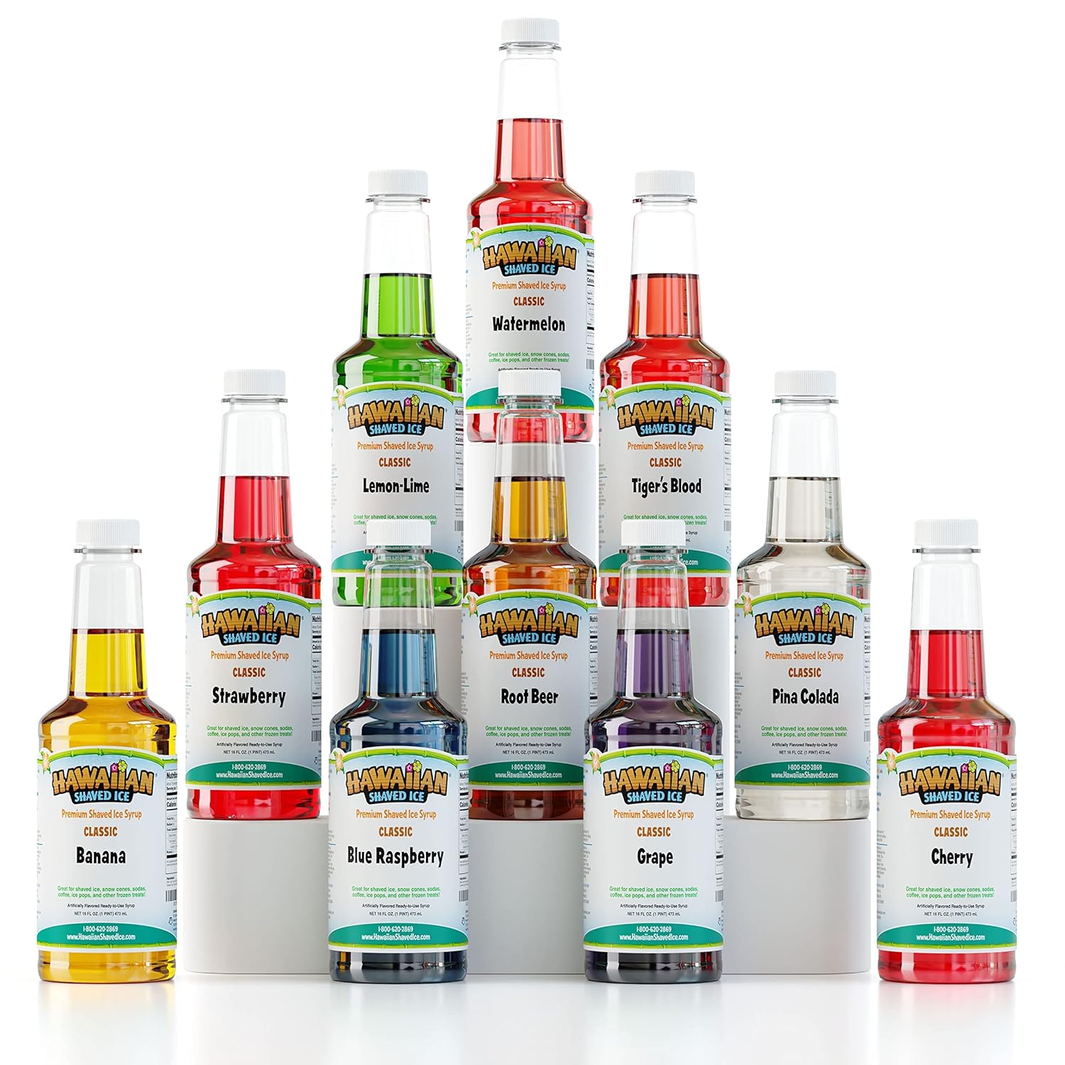 Hawaiian Shaved Ice Syrup Variety Pack - 10 Delicious Flavors