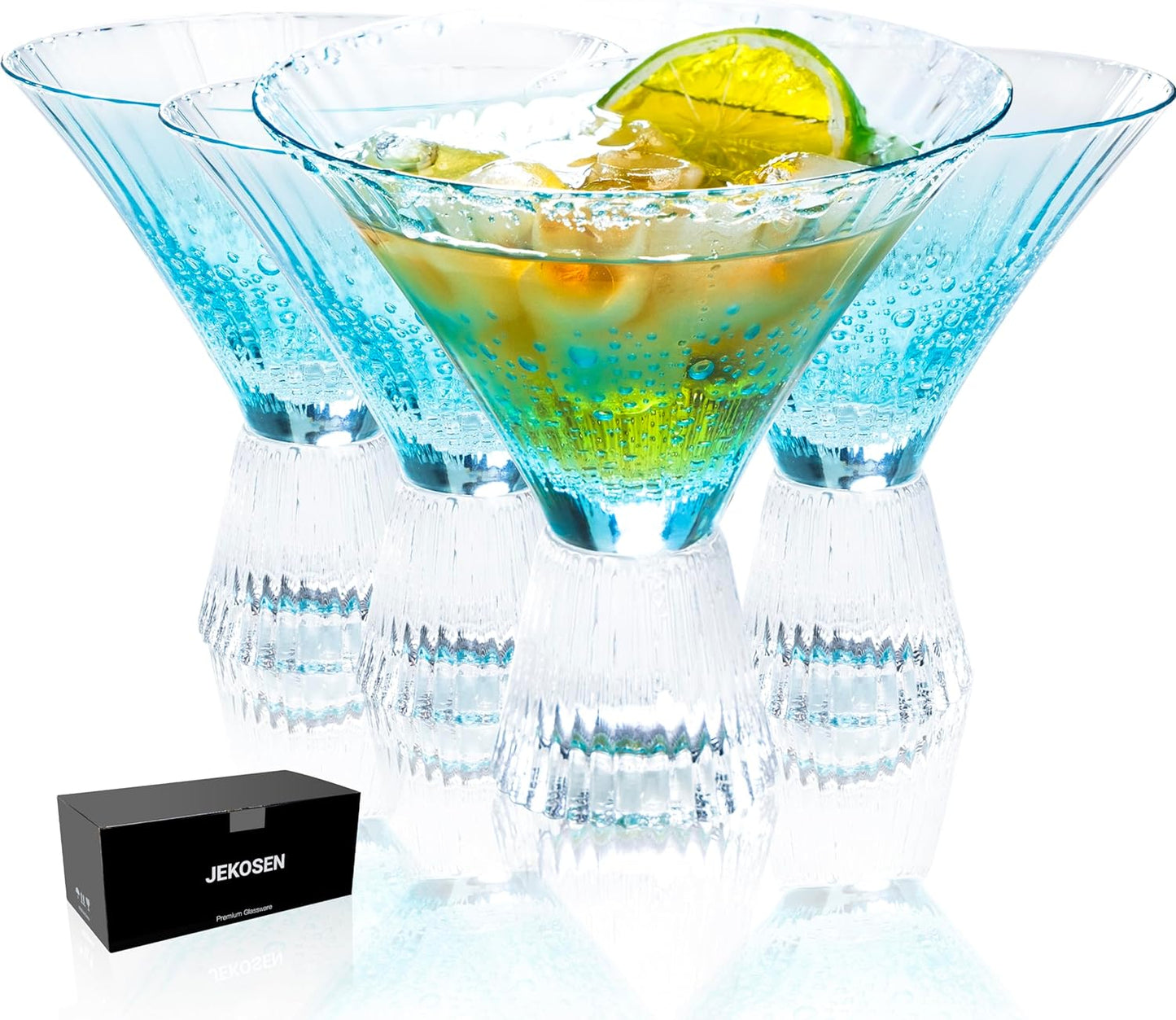 JEKOSEN Vintage Crystal Martini Glasses Set - Lead-Free & Stylish