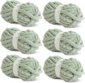 Sage Green Chunky Chenille Yarn for Crocheting and Knitting - Super