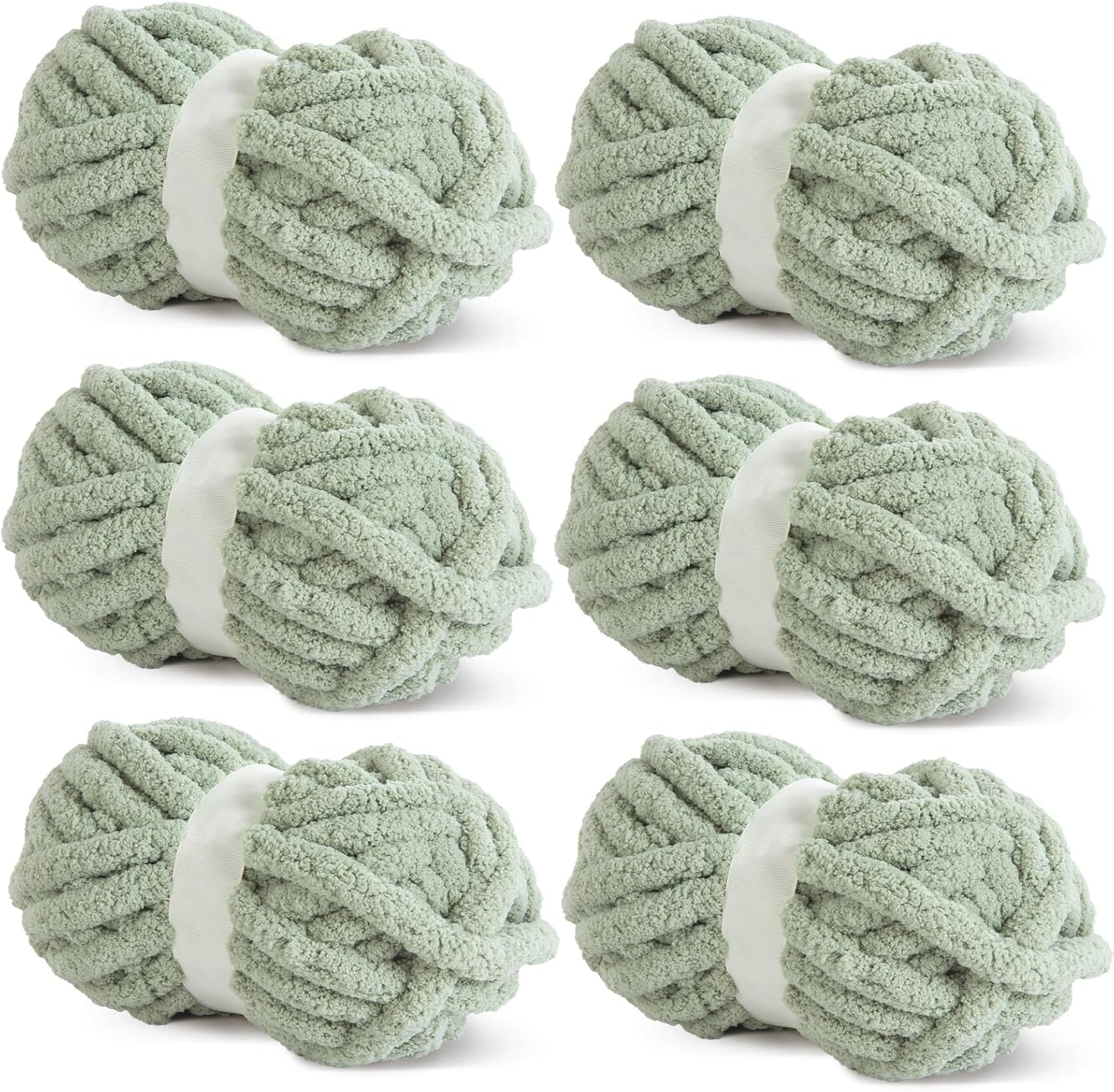 Hombys Sage Green Chunky Chenille Yarn for Cozy Knitting