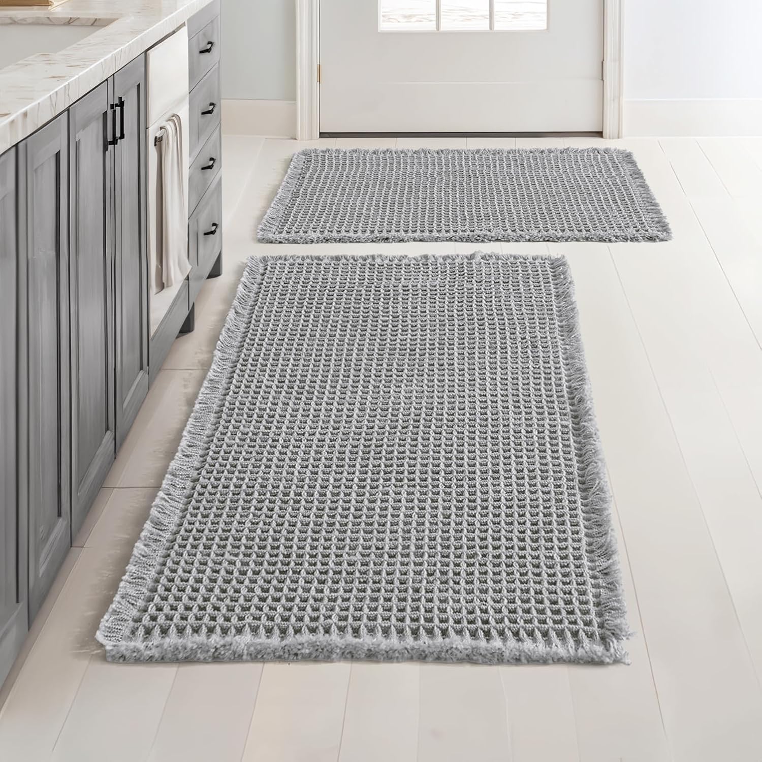 MIULEE Set of 2 Waffle Bathroom Rugs for Ultimate Comfort