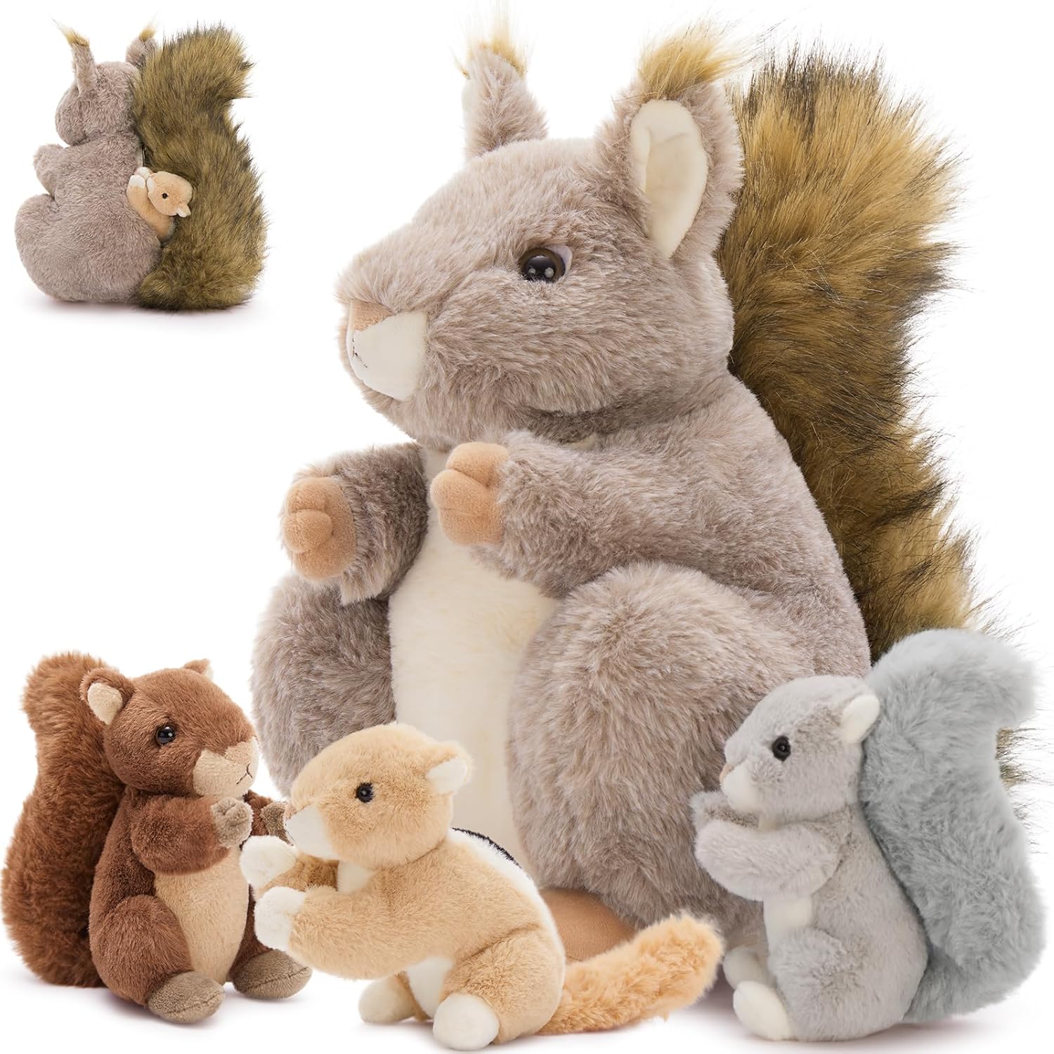MaoGoLan 4Pcs Squirrels Stuffed Animal Set for Kids and Lovers