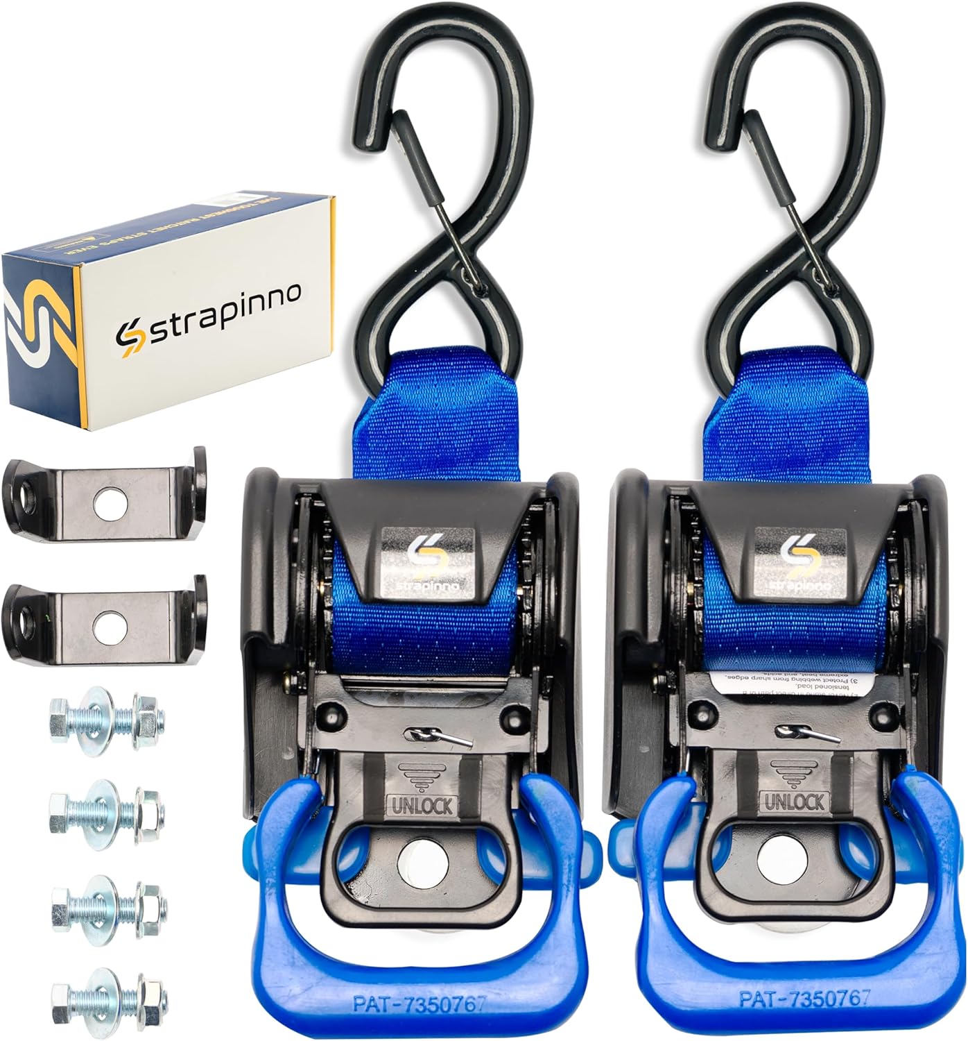 Retractable Ratchet Straps for Heavy Duty Boat Tie Downs