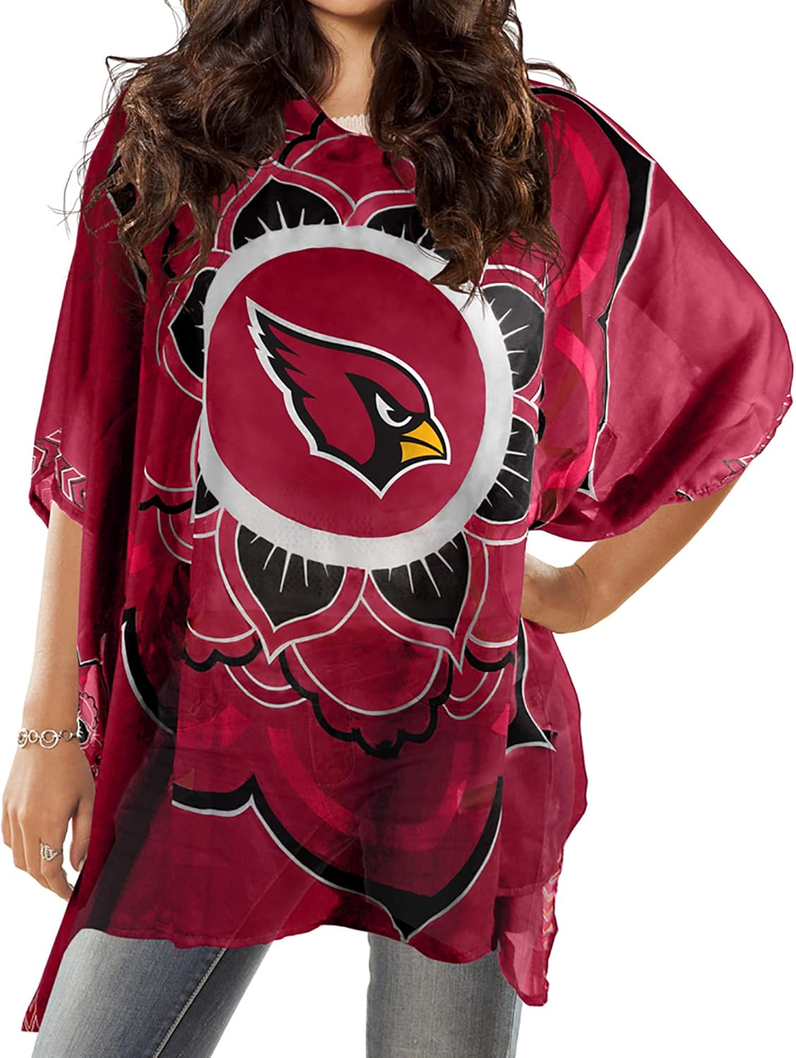 NFL Sheer Caftan with Flower Design for Women - Team Spirit