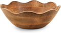 Mela Artisans Wooden Scalloped Bowl Large - Rustic Ruffle Serving Bowl