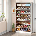9-Tier White Brown Shoe Cabinet 40-45 Pairs - Tall Space-Saving