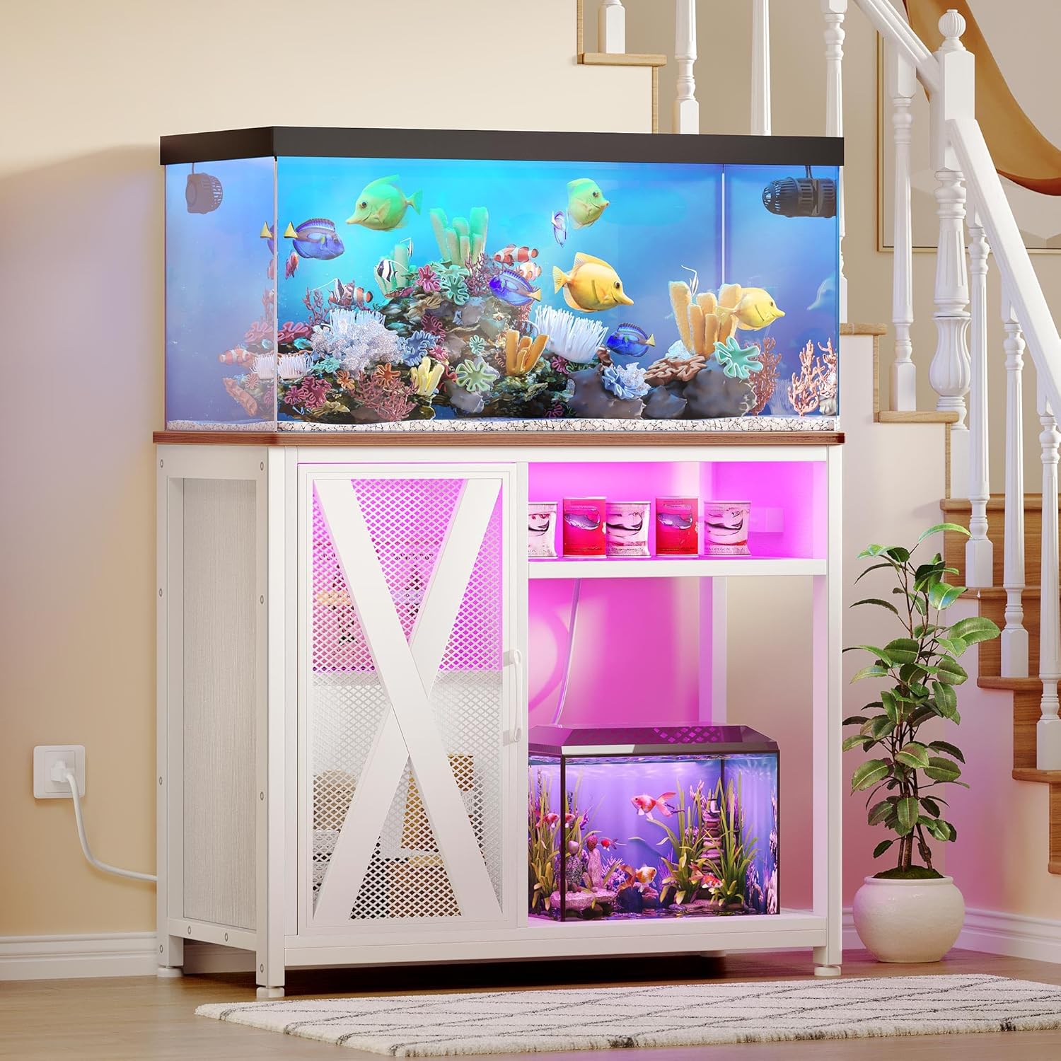 YITAHOME Fish Tank Stand with LED Light and Power Outlets
