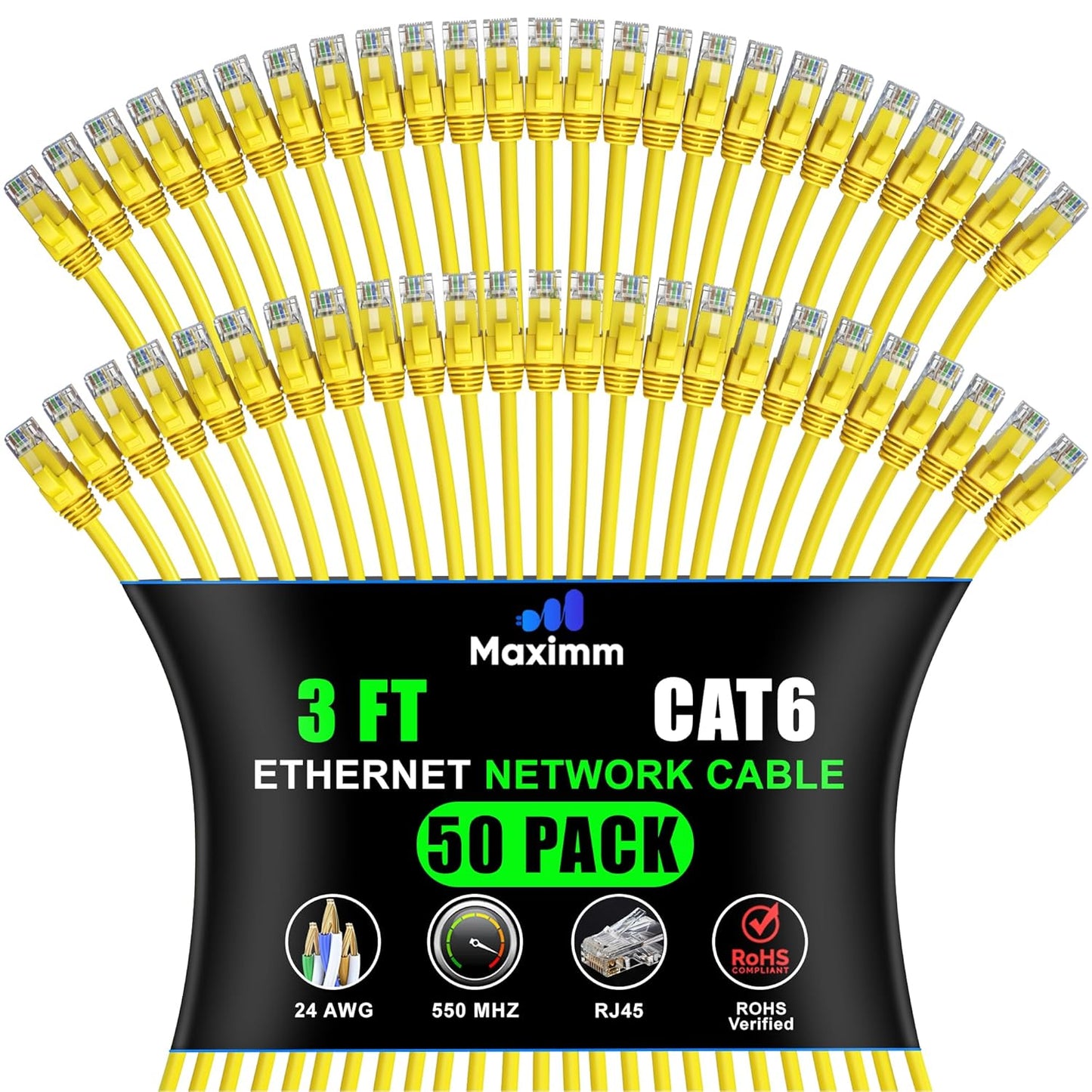 Maximm Cat 6 Ethernet Cable - High-Speed 10Gbps Network Cord
