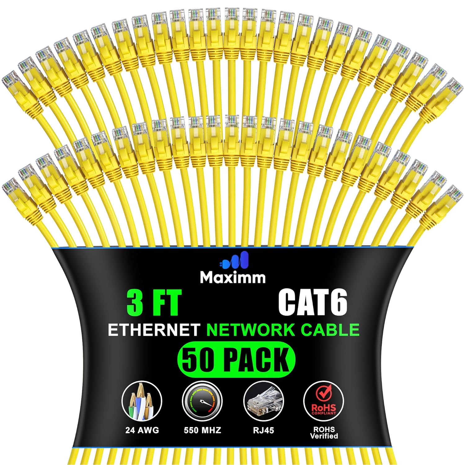 Maximm Cat 6 Ethernet Cable - High-Speed 10Gbps Network Cord