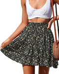 NASHALYLY Women's Boho Floral Mini Skirt - Flowy High Waist Tiered are