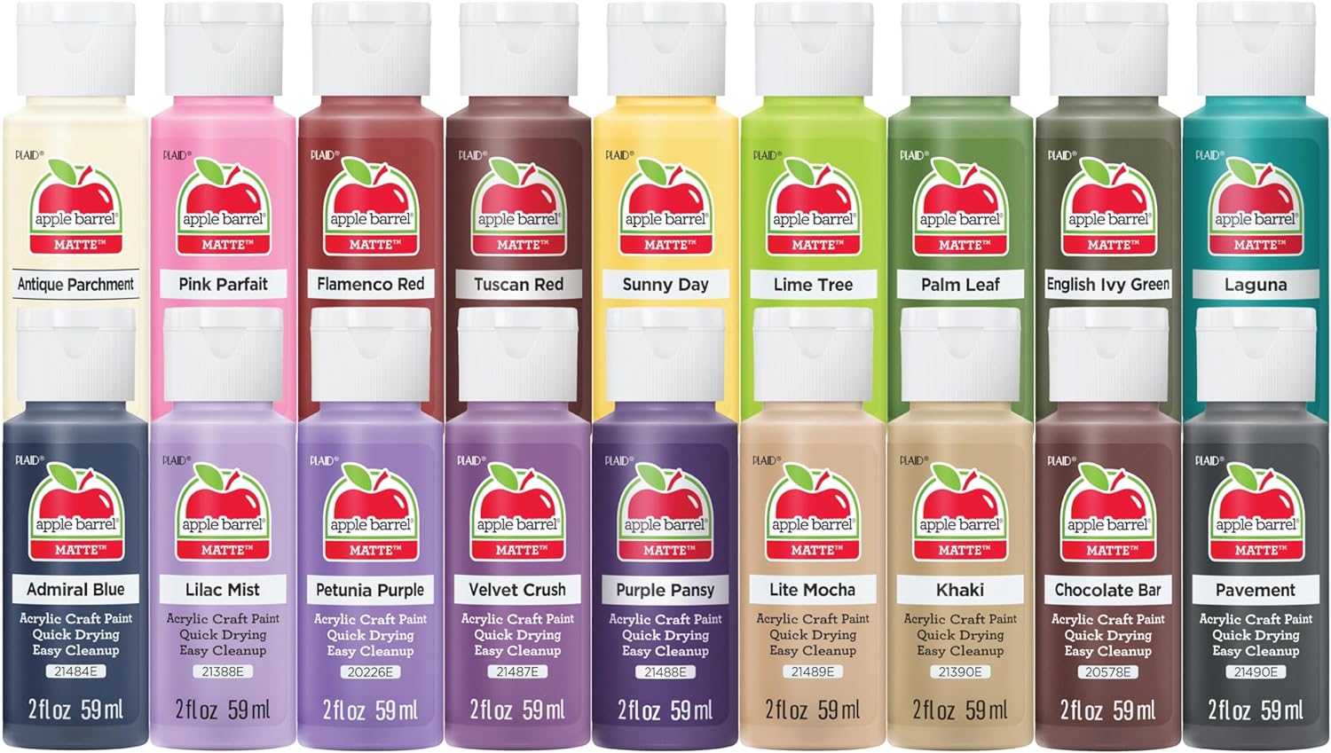 18-Color Apple Barrel Acrylic Paint Set for Beginners & Artists