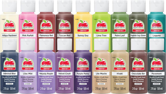18-Color Apple Barrel Acrylic Paint Set for Beginners & Artists