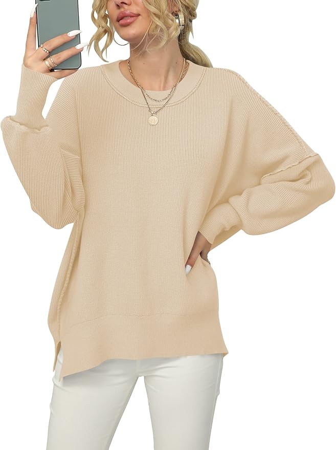LOGENE Women's Oversized Batwing Long Sleeve Sweater for Comfort