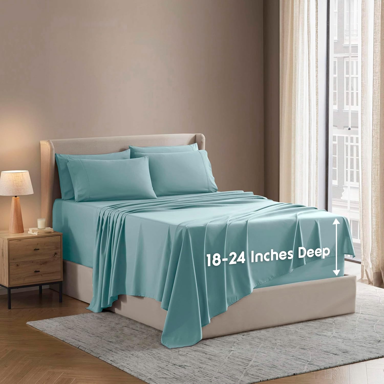 Extra Deep Queen Sheet Set - 6 Piece Breathable & Cooling