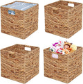 Storage Baskets 11x11in Cube Baskets 4 pcs - Foldable Water Hyacinth