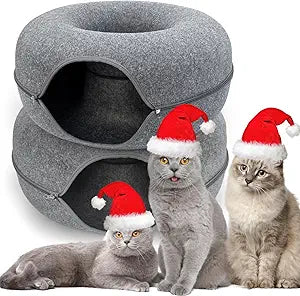 MARUNDA Cat Donut Tunnel Bed for Comfortable Cat Cave Space