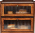 Bread Box for Kitchen Countertop Wooden 2 Layer Bread Storage - Large