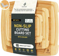 Bamboo Cutting Board Set 3 Pack - Non Slip, Juice Grooves