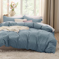 Bedsure Mineral Blue Duvet Cover Queen Size - Extra Soft 3-Piece Set