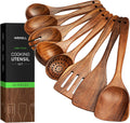 8-Piece Teakwood Utensil Set for Cooking - Durable Wooden Spoons