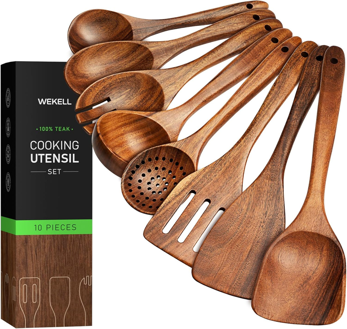 8-Piece Teakwood Utensil Set for Cooking and Kitchen Gifts