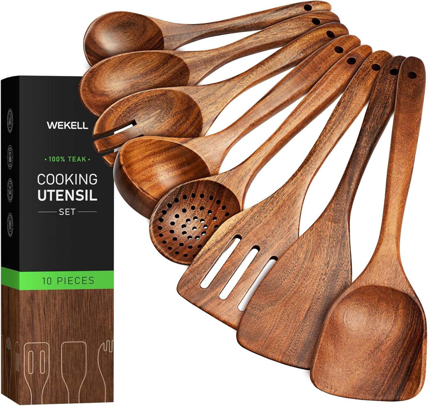 8-Piece Teakwood Utensil Set for Cooking and Kitchen Gifts