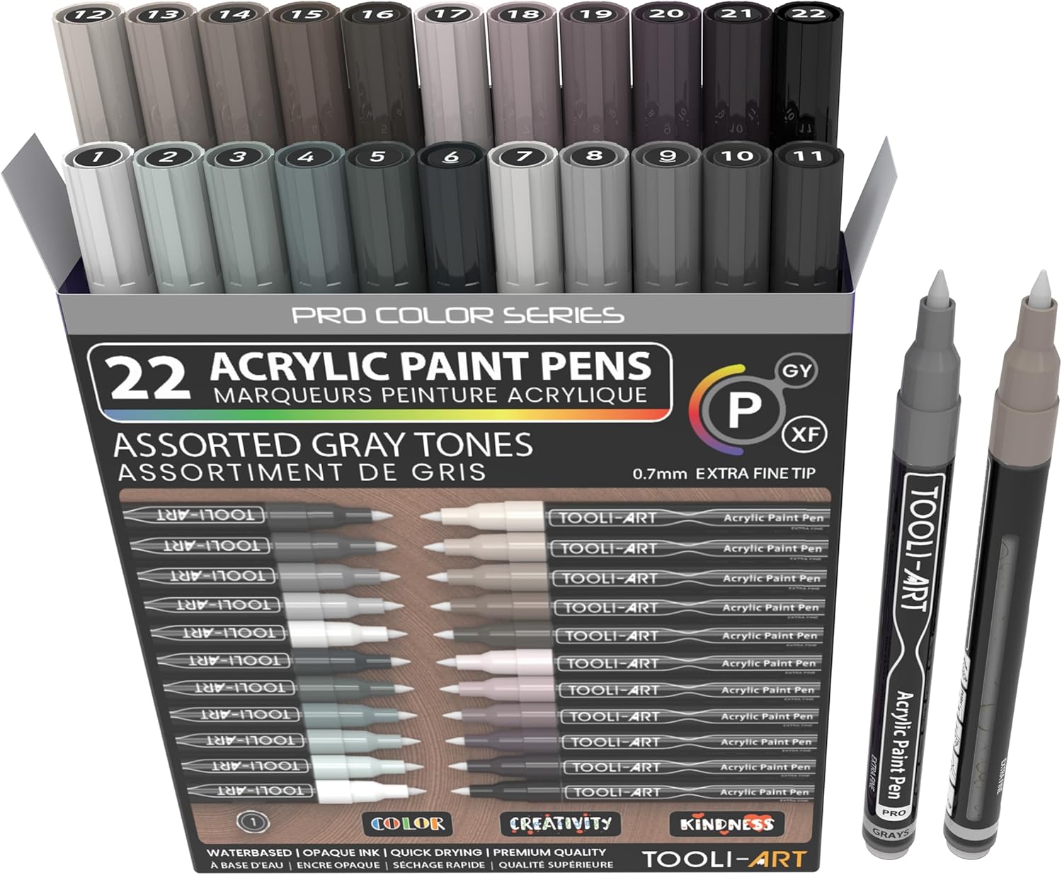 Acrylic Paint Pens Set with 22 Gray Tones for All Projects
