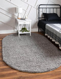 Solid Shag Area Rug 5 ft 1 in x 8 ft Oval - Cloud Gray Luxe Comfort