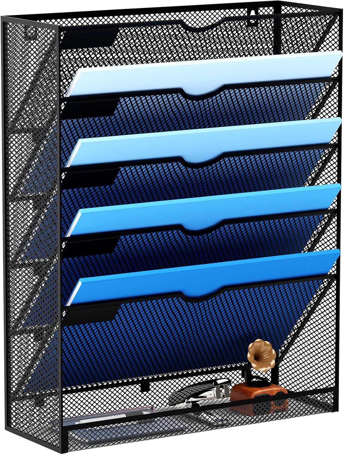 6 Tier Hanging Wall File Organizer - Black