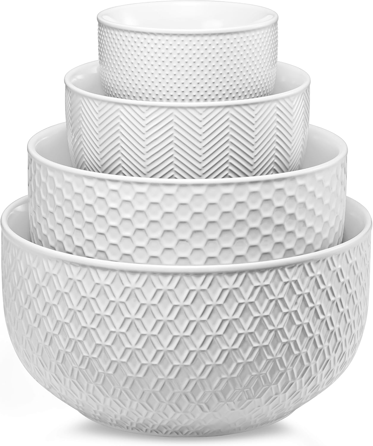 KooK Ceramic Mixing Bowls Set of 4 for Prep and Serving