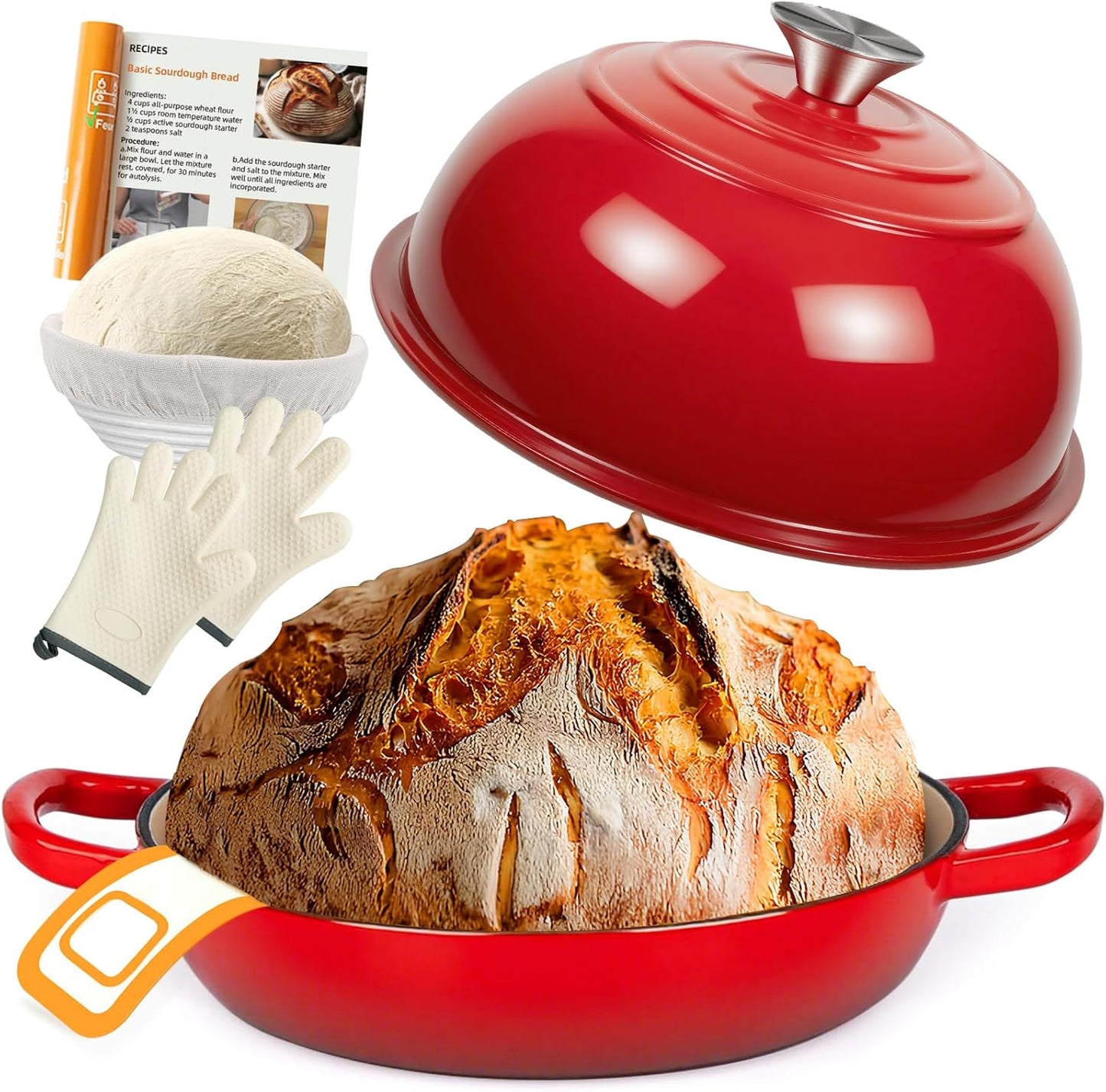 6QT Dutch Oven for Bread Baking - Enameled Cast Iron Pot