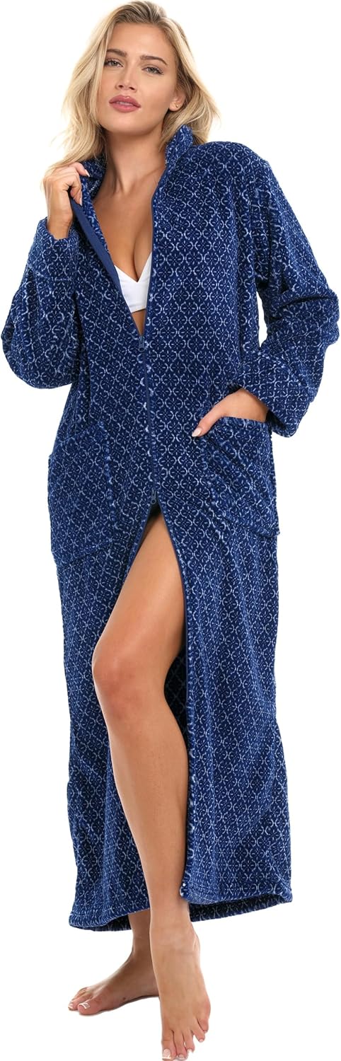 Plush Zipper Robes for Plus Size Women - Cozy and Warm