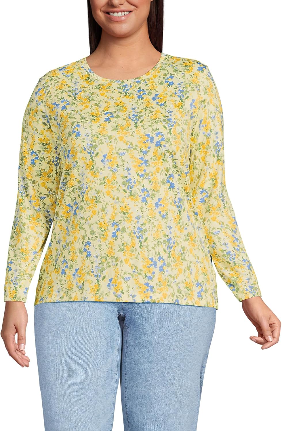 Relaxed Supima Cotton Long Sleeve Crew Neck T-Shirt for Women