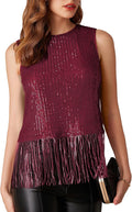 Sparkly Fringe Sequin Crop Tank Top - Party Ready Fringe Top