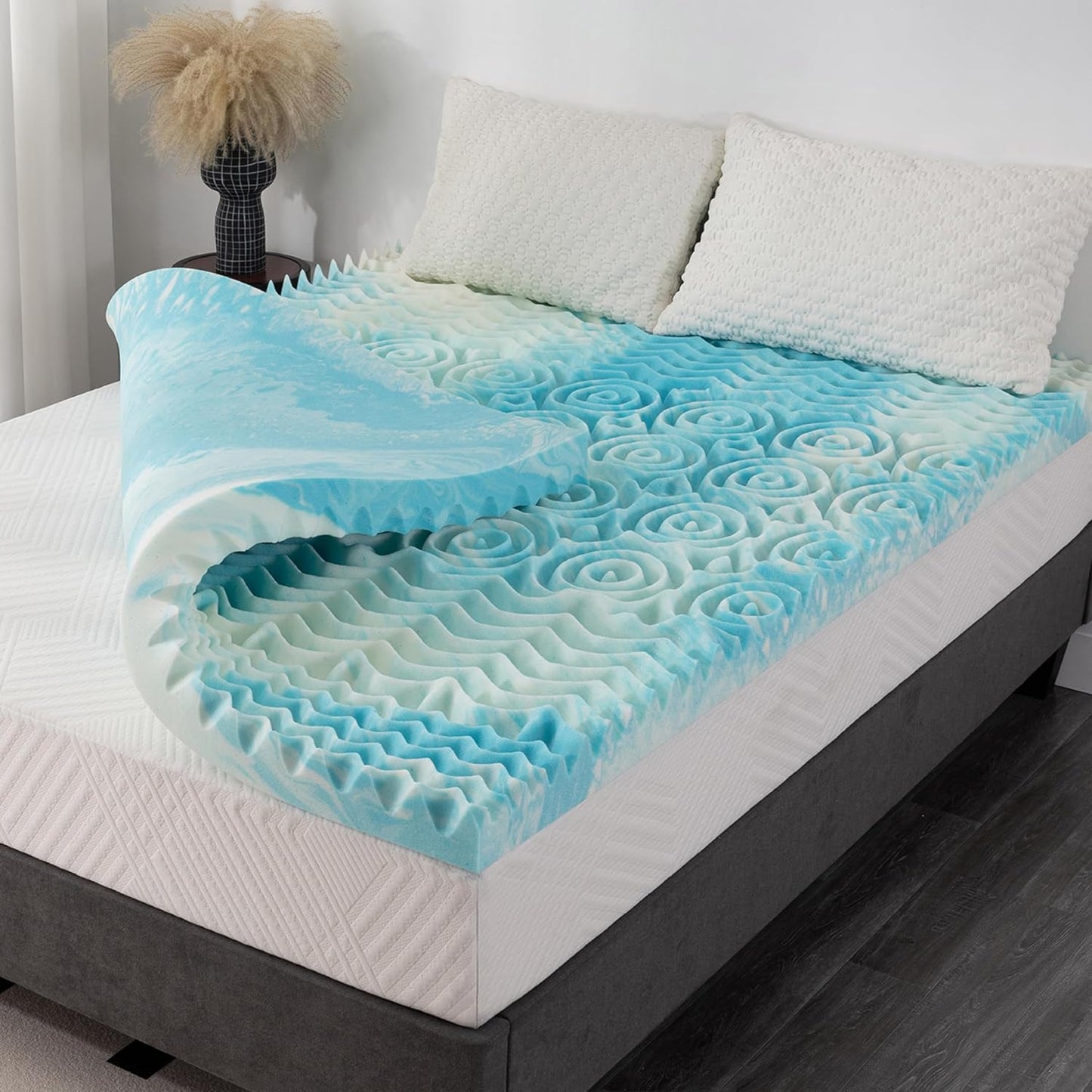 4 Inch 5-Zone Cal King Memory Foam Mattress Topper for Comfort