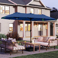 15FT Double-Sided Patio Umbrella with Solar Lights - Rectangular Shade