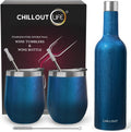 Stainless Steel Wine Tumblers 2 Pack & Insulated Wine Bottle - Durable