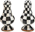 Black-and-White Courtly Check Enamel Salt and Pepper Shakers - Large