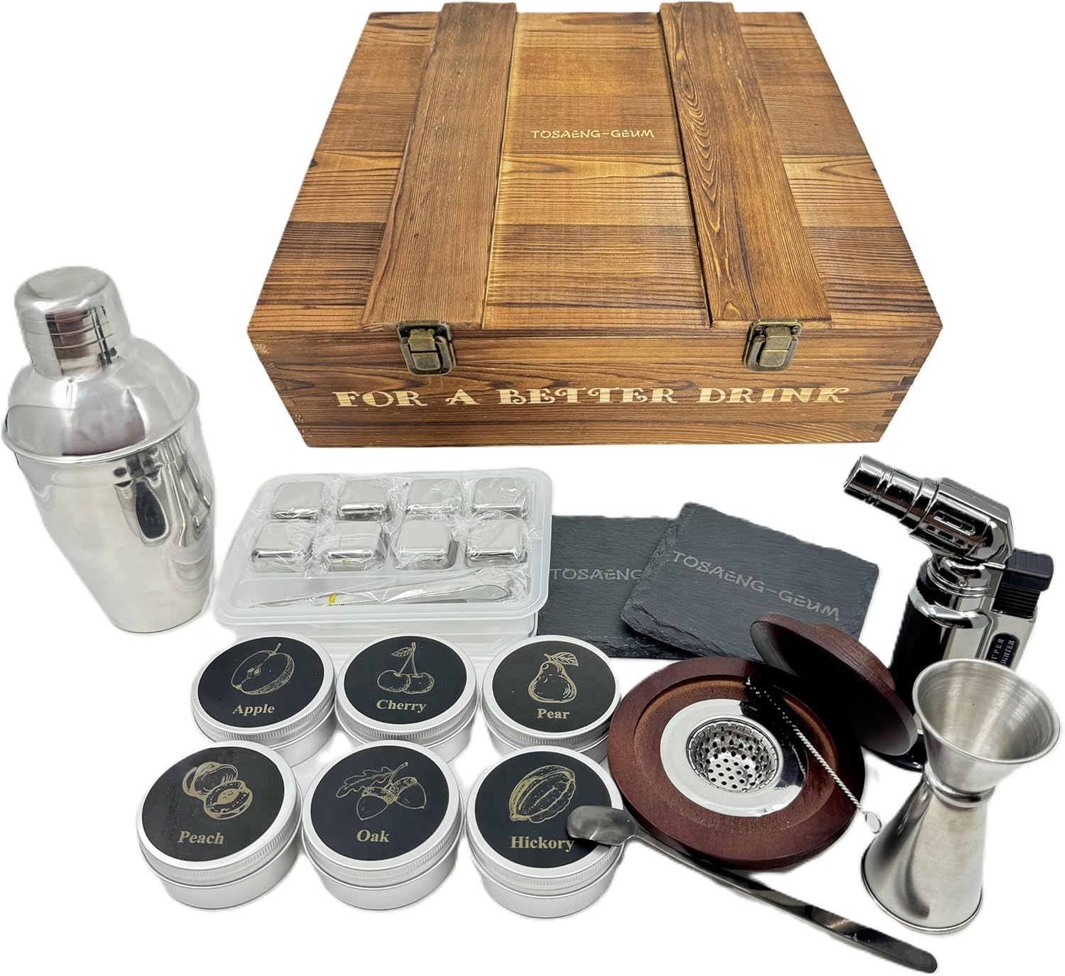 Bourbon & Cocktail Smoker Kit - 6 Wood Chips, Gifts for Men