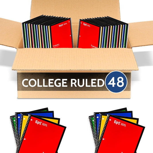 EPI Spiral Notebook | Durable Binding | 70 Sheets - 10.5 x 8 in | Classroom Essential - 48 Pack