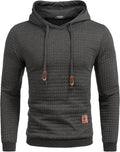 Mens Waffle Knit Hooded Sweatshirt - Casual Pullover Comfort