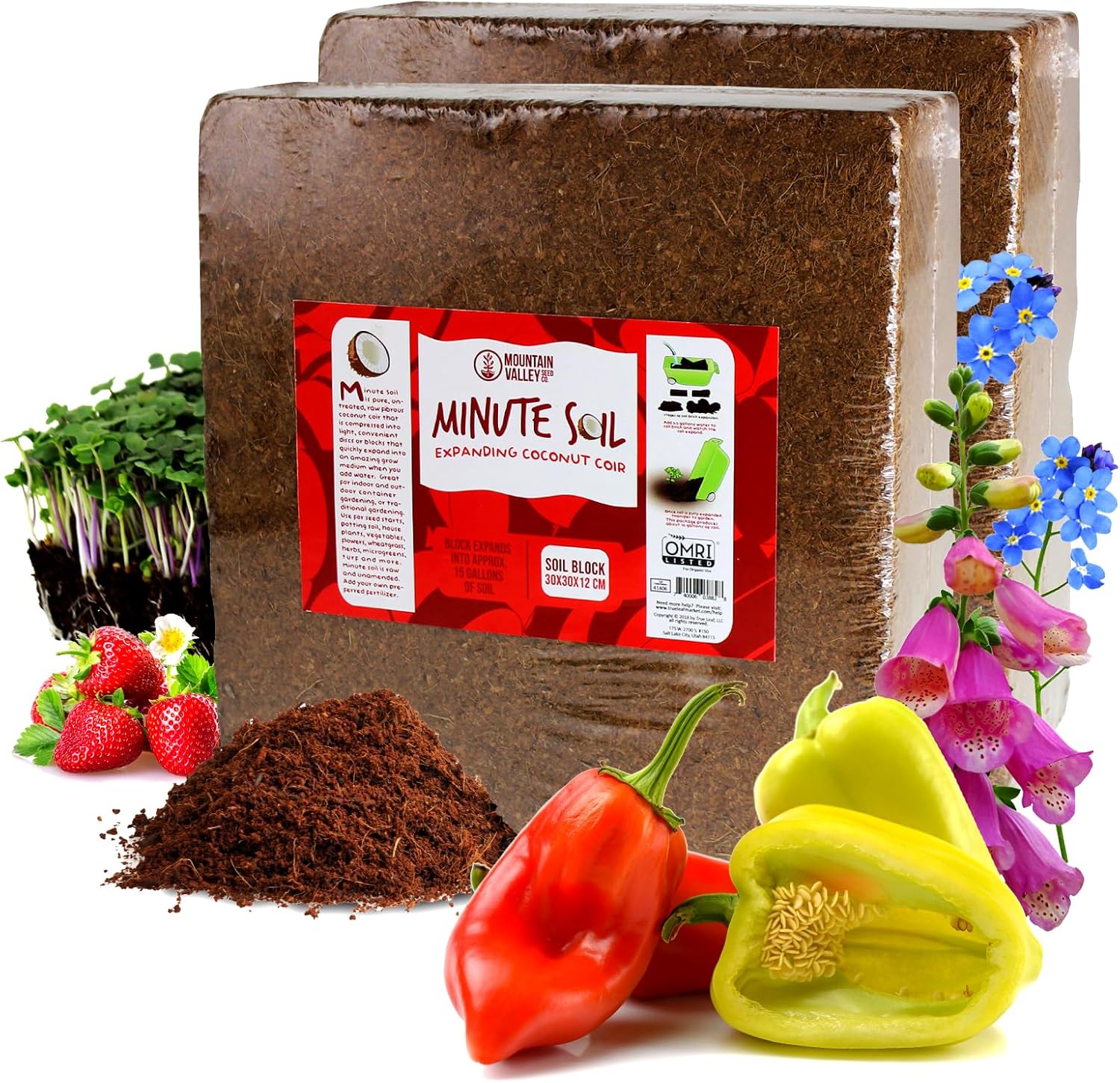 Minute Soil Bulk Coconut Coir Block 2-Pack for Organic Gardening