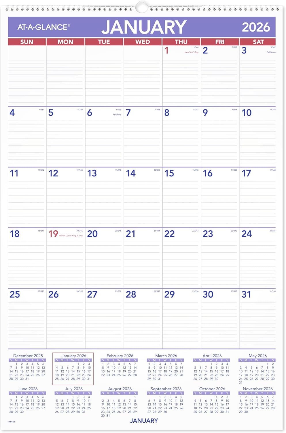 AT-A-GLANCE 2026 Wall Calendar for Effective Yearly Planning