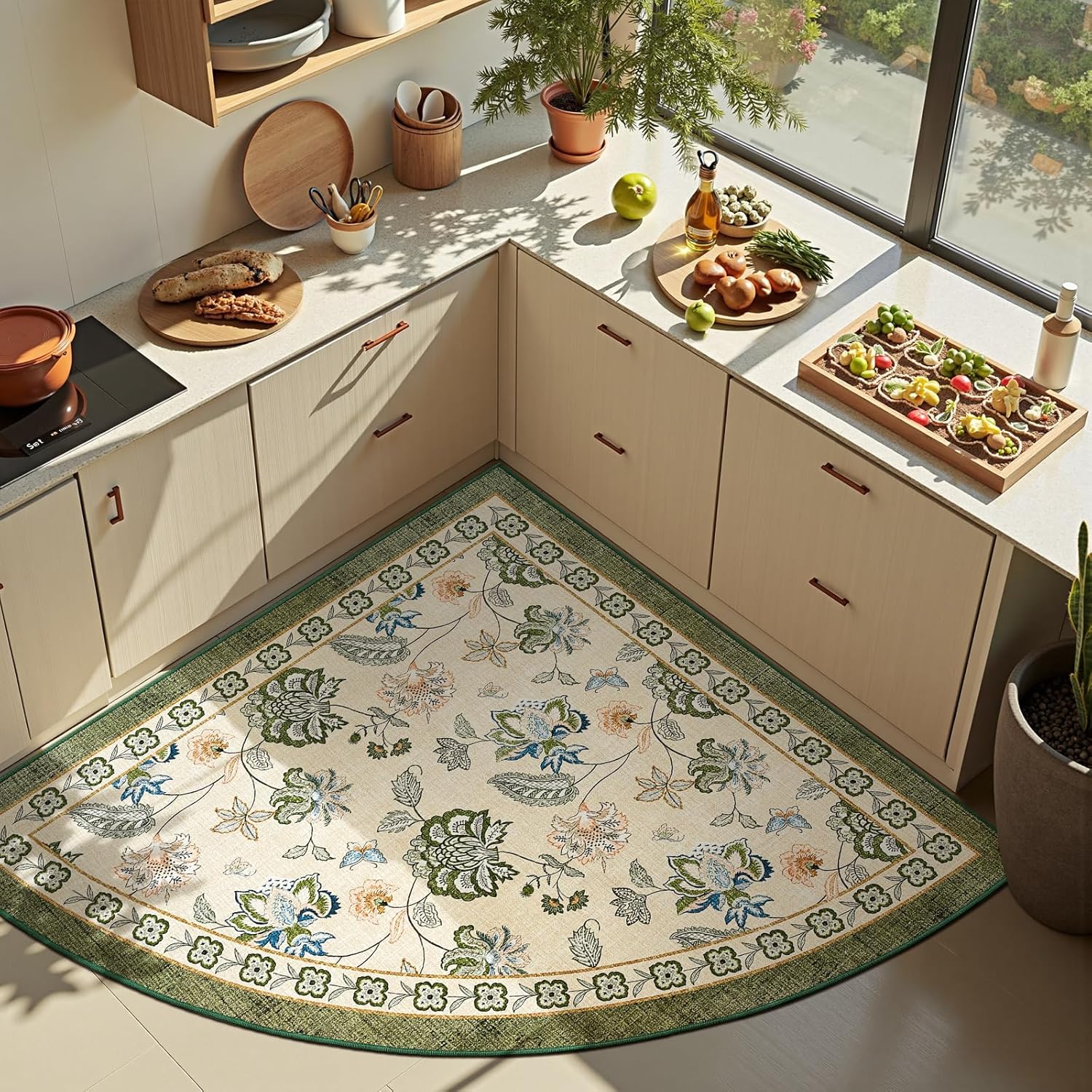 jinchan Floral Corner Rug for Living Room and Bedroom Use