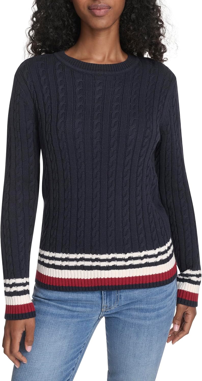 Tommy Hilfiger Womens Cotton Crewneck Cable Sweater Review