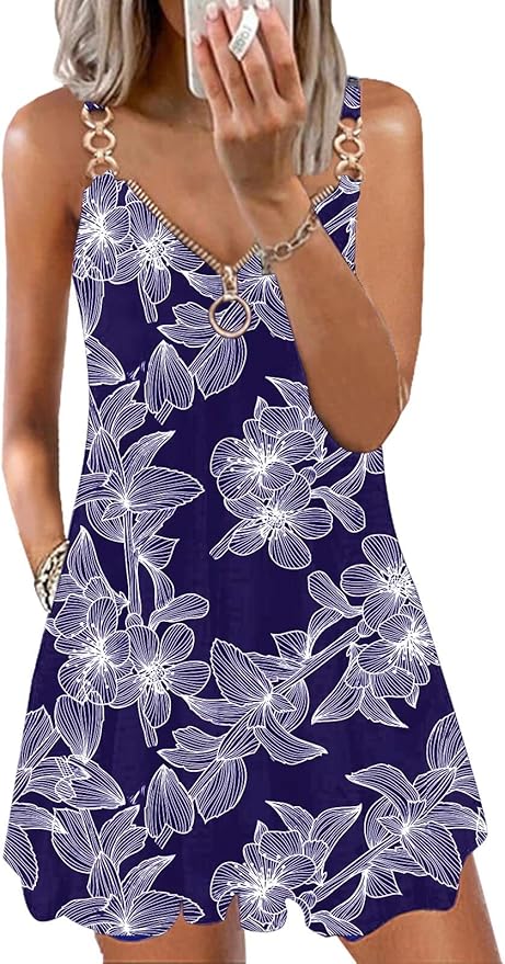 ETCYY Summer Dresses 2023 Casual Knee Length Sexy Sleeveless