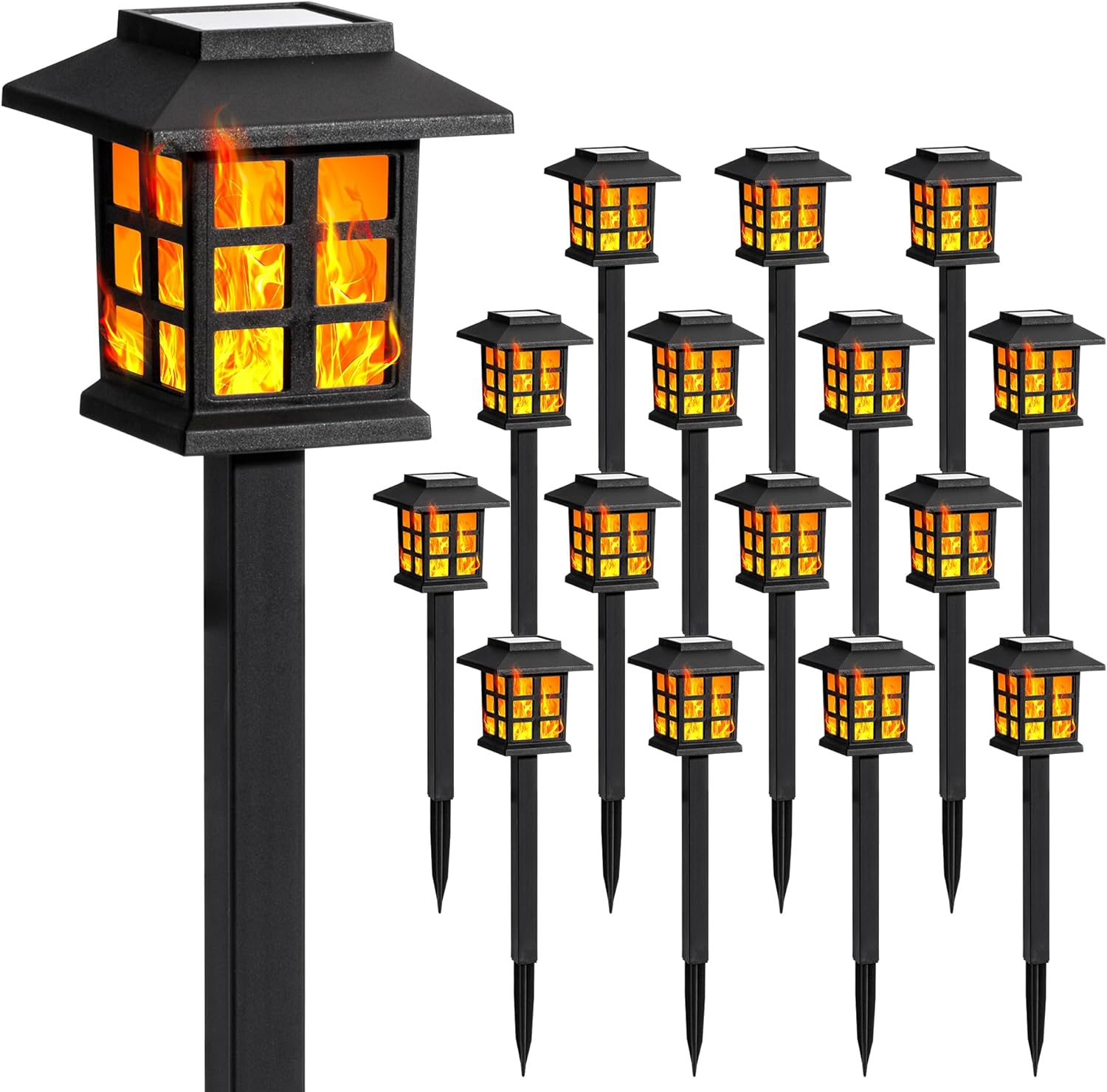 GIGALUMI Solar Lights for Outside - 16 Pack Flickering Flame