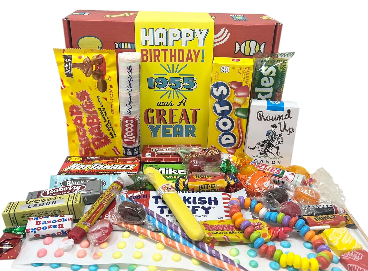 RETRO CANDY YUM 1955 Nostalgic Candy Gift Basket for 70th Birthday